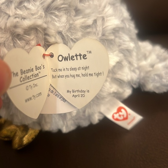 Beanie boos Ty owl owlette April 20th owl cute new owl golden sparkly eyes - Picture 9 of 10